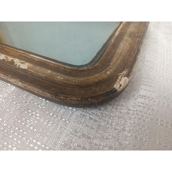 Antique Wall Mirror Louis Philippe Rounded Corners 13x10 19th Century - Picture 6 of 10
